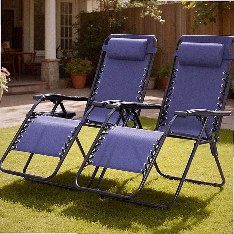 2 Zero Gravity Chair Patio Outdoor Foldable Lawn Lounge Chair Reclining Ch