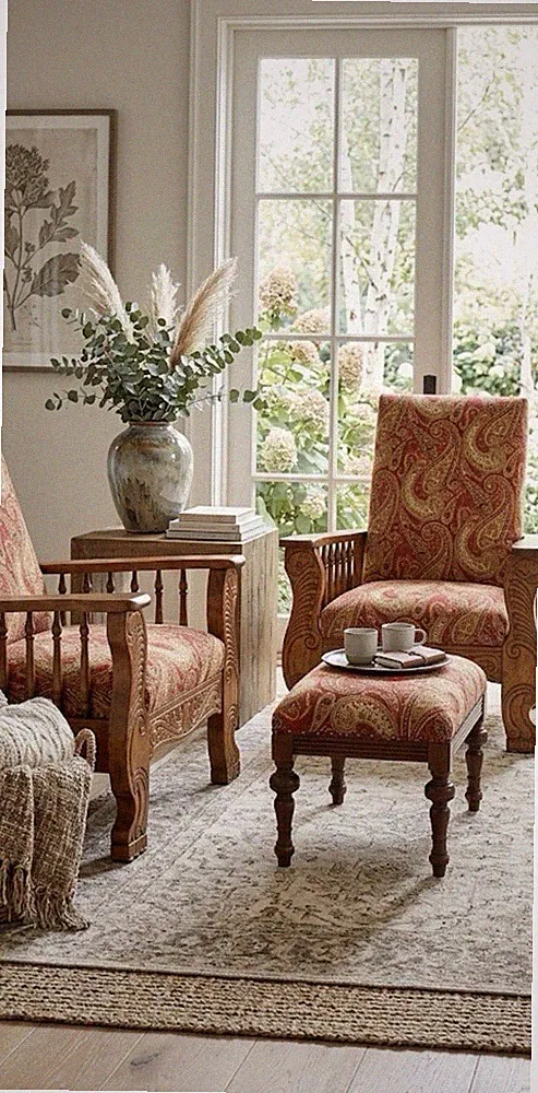 Antique Morris Reclining Lounge Chairs plus Ottoman Full Set! So comfortable!