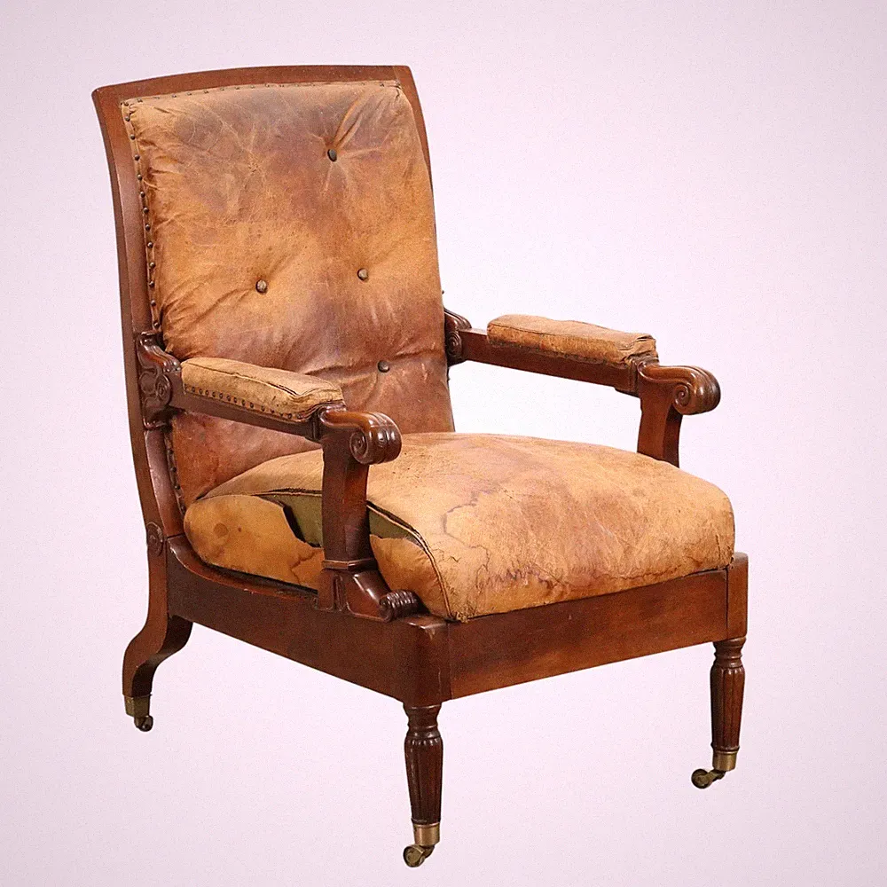Antique Reclining Chair Louis Philippe Walnut Italy XIX Century Original
