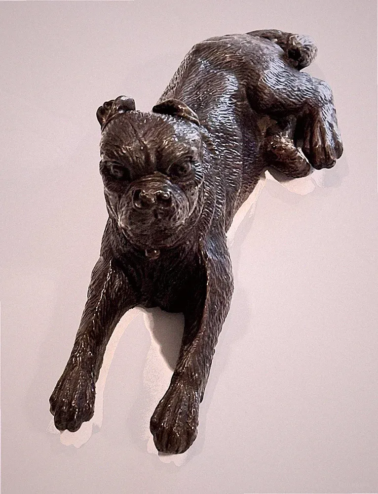 Antique Reclining Dog Figurine Bulldog Bronze Decorative Paperweight Doorstop