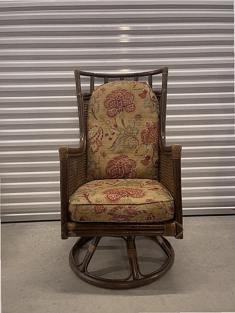 Antique Swivel and reclining rattan chair, Italy, 1960s
