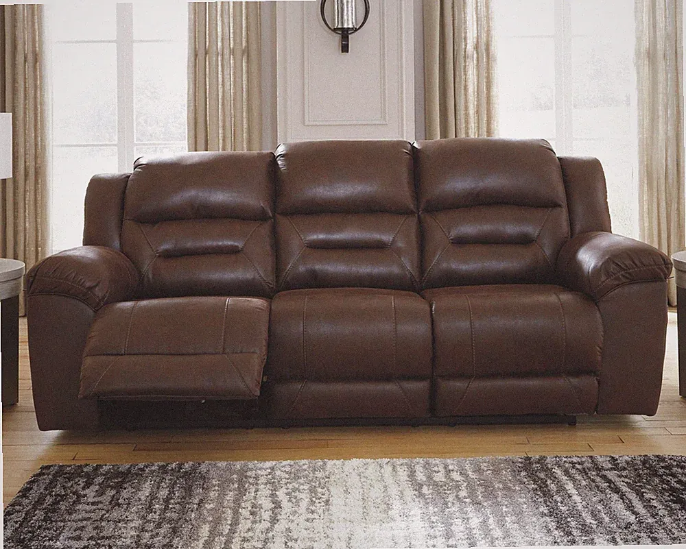 Bowery Hill Contemporary Reclining Loveseat with Console in Fossil