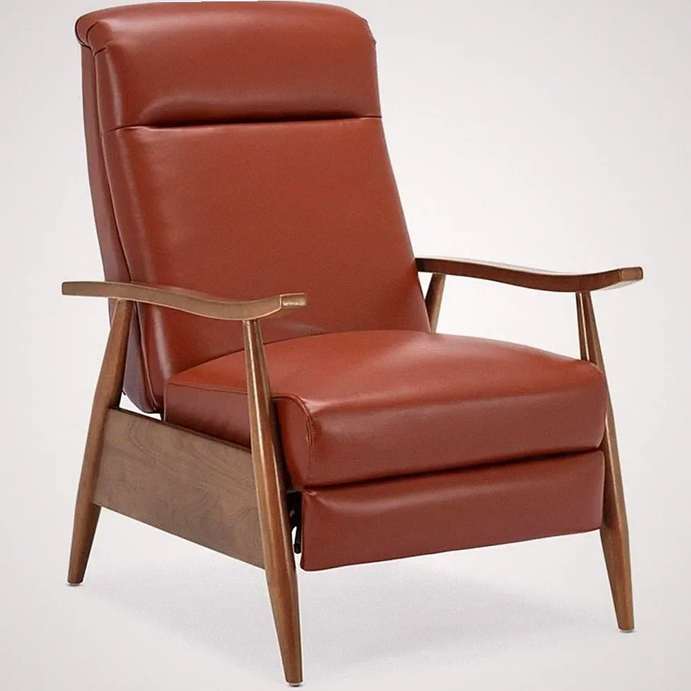 Fairview Caramel Top Grain Leather Chestnut Wood Arm Push Back Recliner