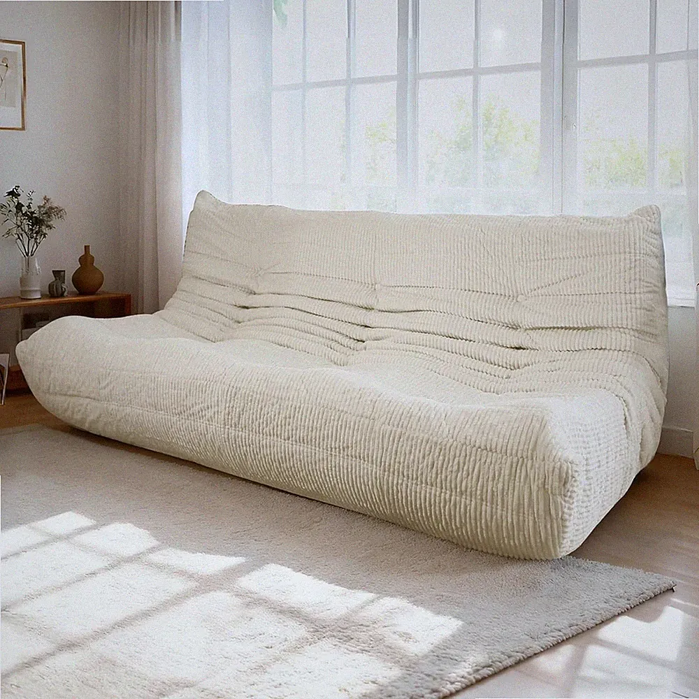 Fireside Loveseat Mid-Century Armless Sofa — Twin-Size Floor Lounger in Soft Pre