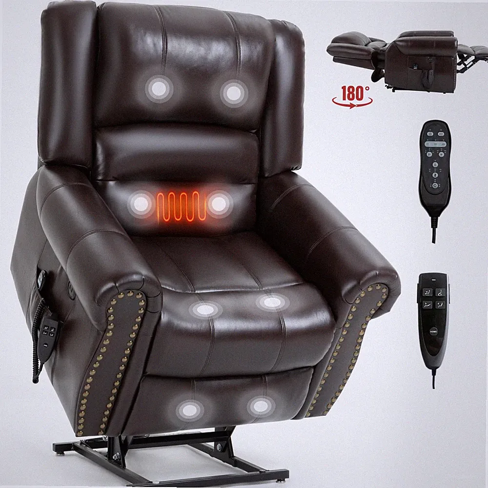 FlexiSpot Elderly Power Lift Recliner Chair Sofa Massage and Heat Cup Holders