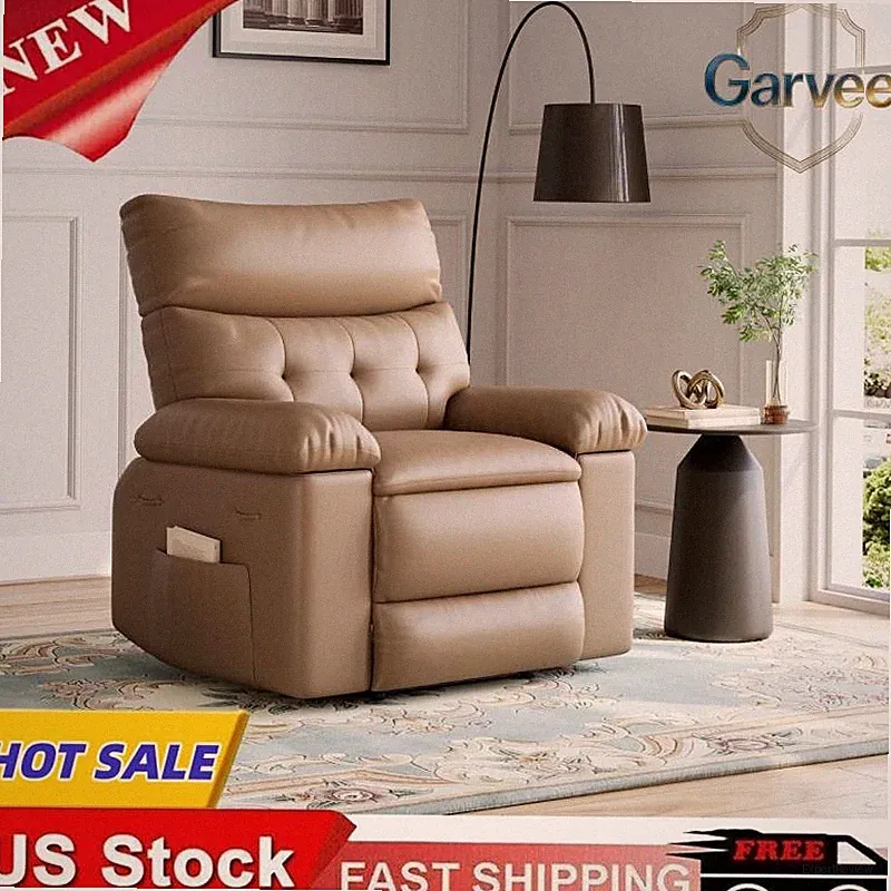 Large Manual Recliner Chair Oversized PU Leather Adults 1.5X Sponge Filling