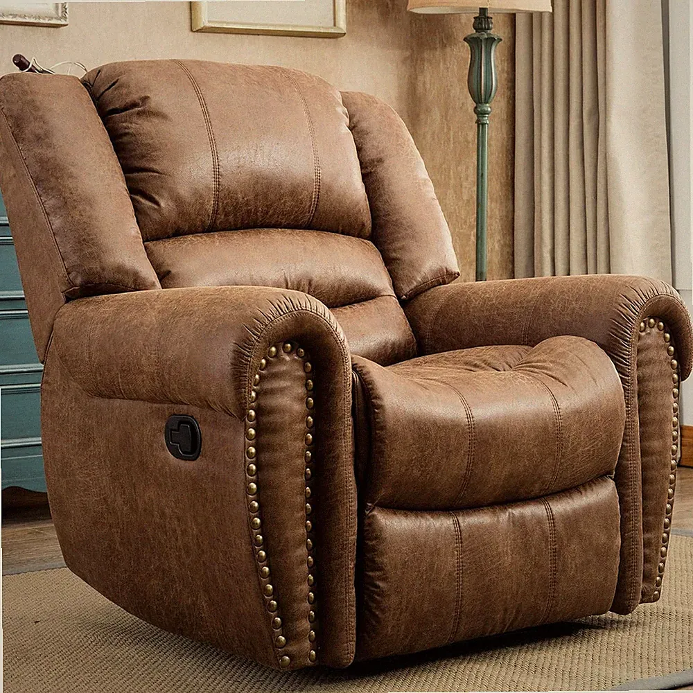 Leather Recliner Chair, Classic and Traditional Manual Recliner Chair with Comfo