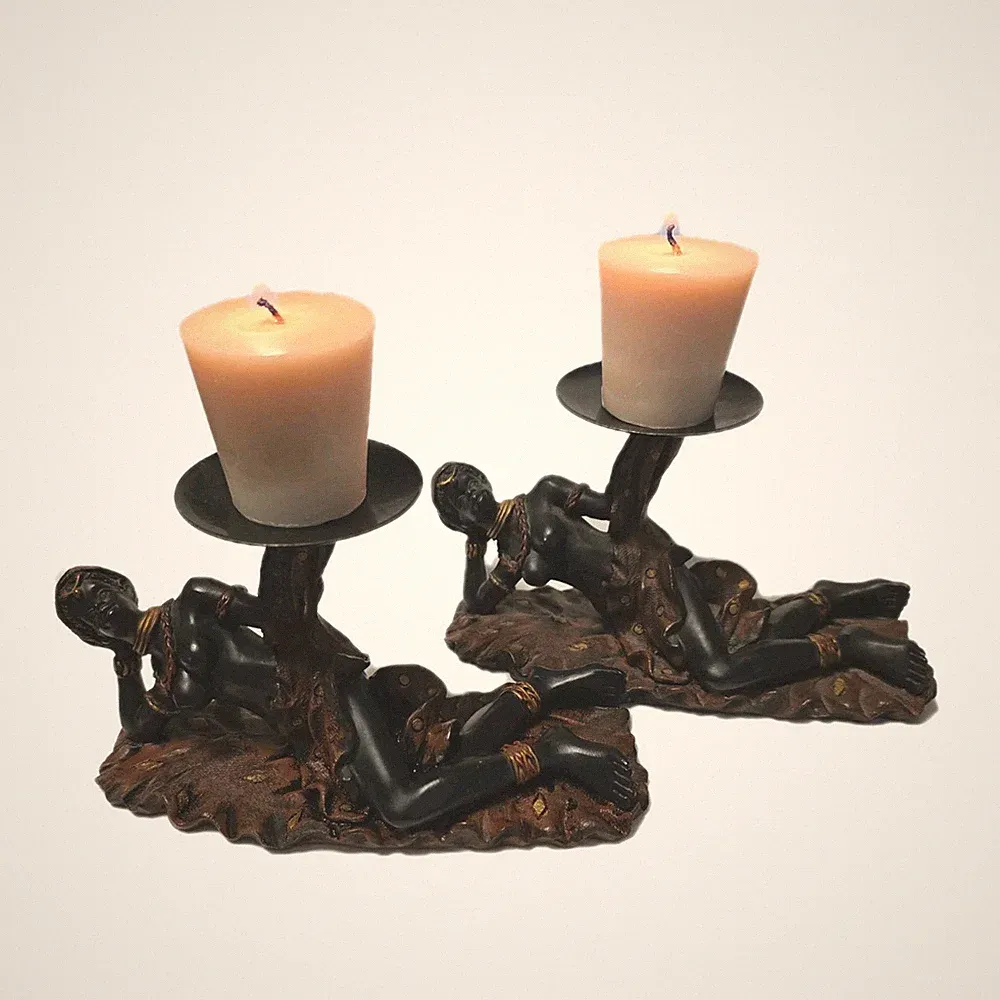MCM NUBIAN Reclining Woman, Holder. Resin, set of 2 ea