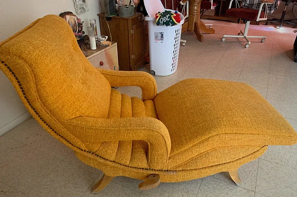Orange mid century chaise lounge