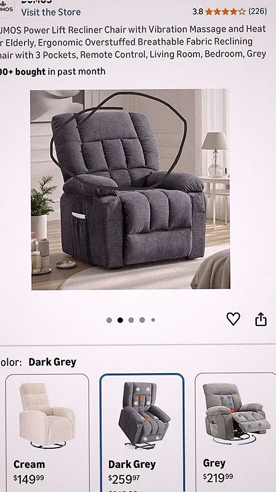 Part of DUMOS Power Lift Recliner Chair with Vibration Massage ( back cushion)