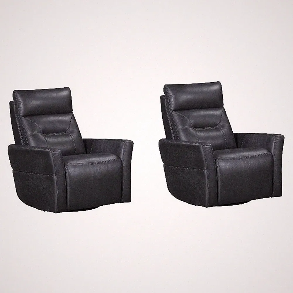 Pemberly Row Vintage Slate Power Swivel Glider Recliner Two Pack