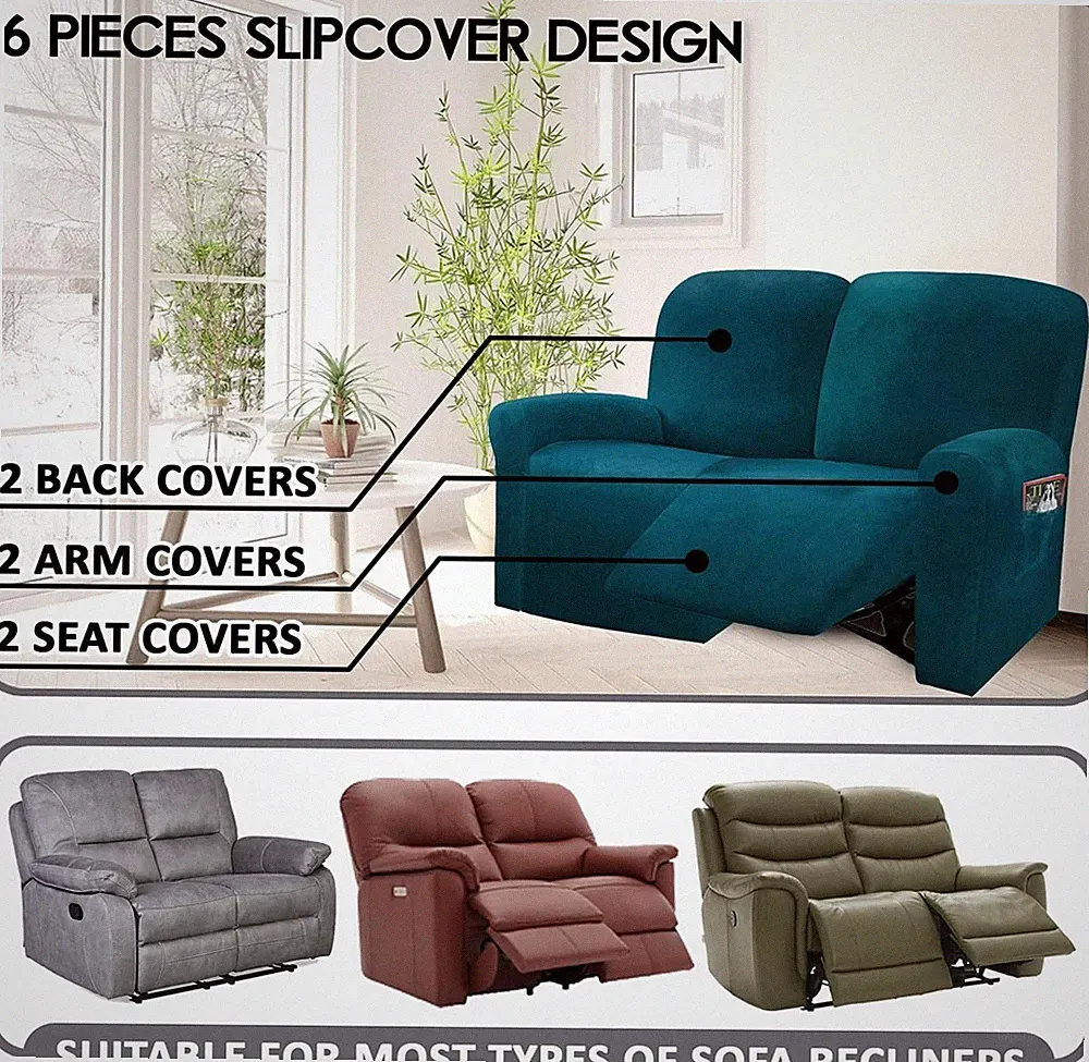 Reclining Love Seat Slipcover, - L, Veet Stretch Loveseat