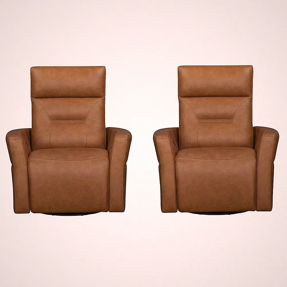 Remmington - Vintage Caramel Power Swivel Glider Recliner P2 Two Pack
